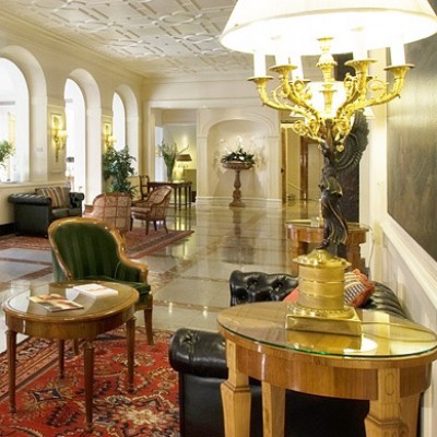 Elegant sitting rooms at the Grand Hotel Sitea, Turin